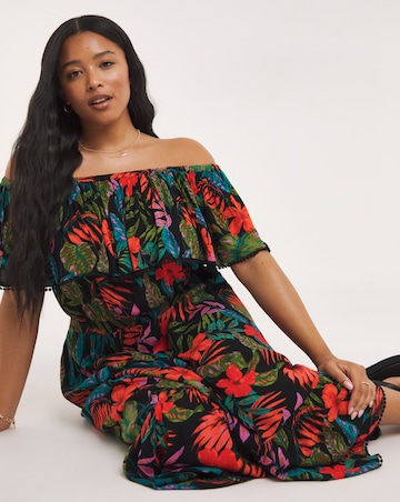 Hawaii Bardot Maxi Beach Dress | Simply Be