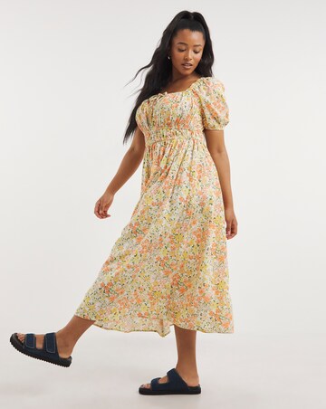 Anise Square Neck Mixed Linen Maxi Beach Dress