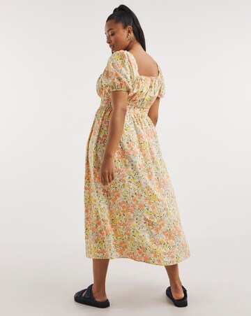 Anise Square Neck Mixed Linen Maxi Beach Dress