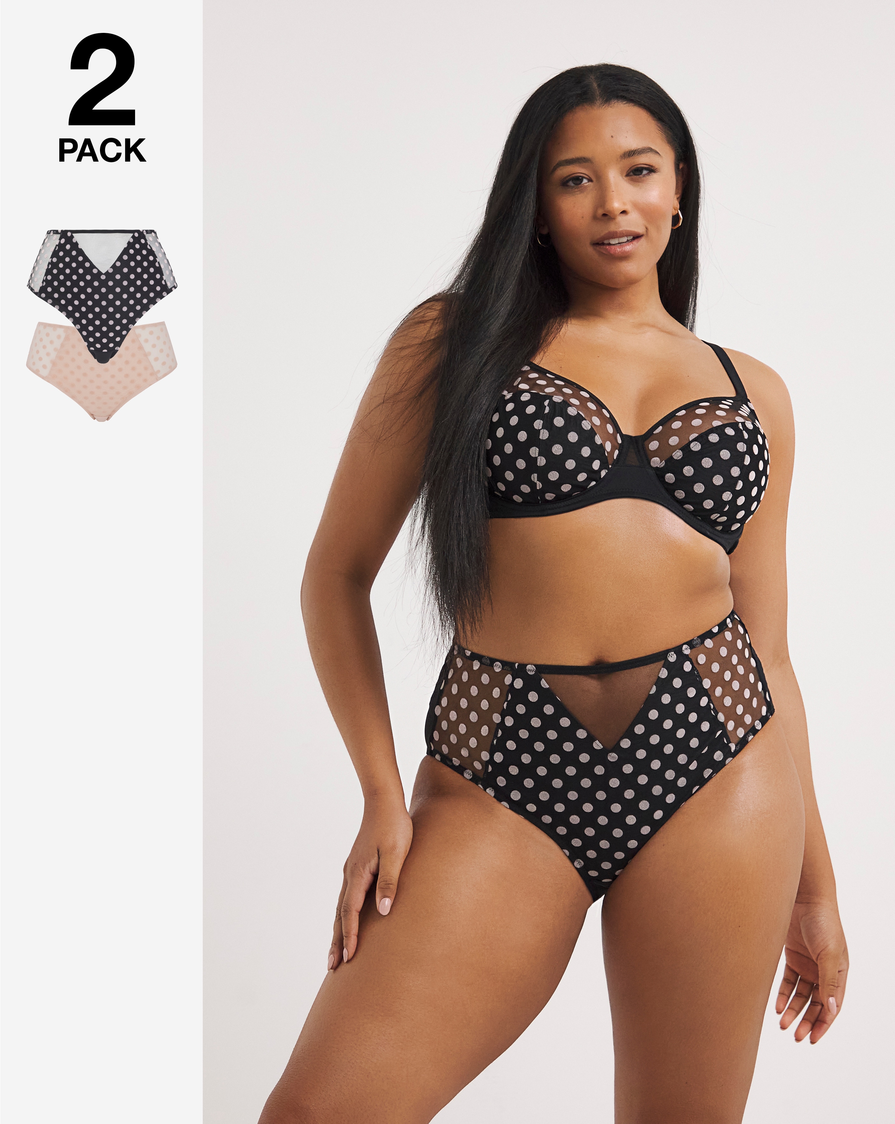 2 Pack Everyday Hannah Spot Mesh Briefs
