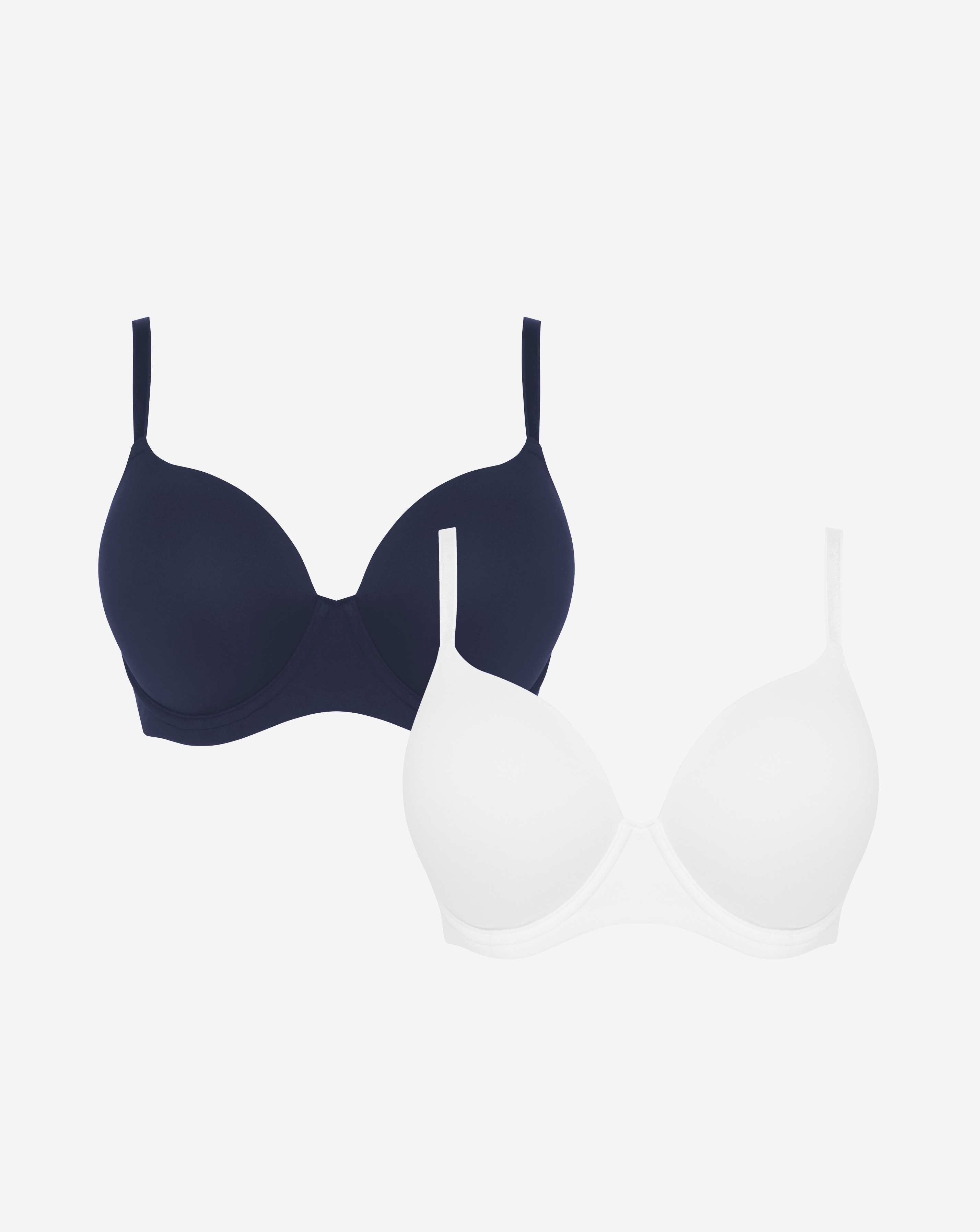 Pretty Secrets DD+ 2 Pack Feather Touch T-Shirt Bras In Navy/white | UK Size 40E Women's