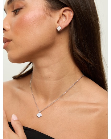 Jon Richard Rhodium Plated Micro Pave Stud Earrings