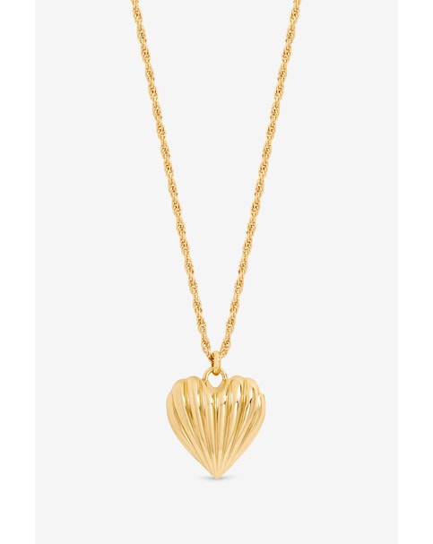 Gold Plated Ridge Heart Long Pendant
