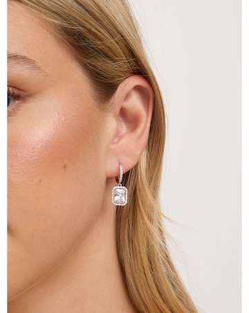 Jon Richard Silver Plated Cubic Zirconia Charm Huggie Hoop Earrings