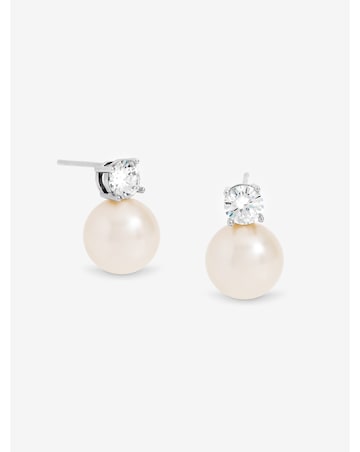 Jon Richard Rhodium Plated Pearl and Crystal Earrings
