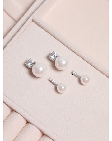 Jon Richard Rhodium Plated Pearl and Crystal Earrings