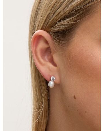 Jon Richard Rhodium Plated Crystal and Fresh Water Pearl Drop Earrings