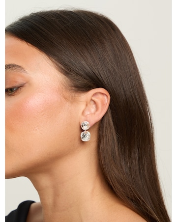 Jon Richard Rhodium Plated Crystal Statement Stone Drop Earrings