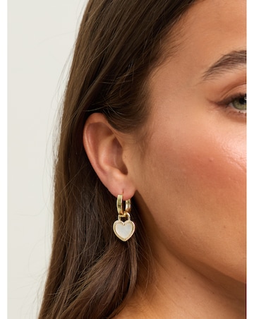 Jon Richard Gold Plated and Jet Enamel Heart Hoop Earrings