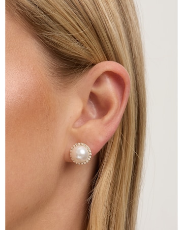 Jon Richard Gold Plated Cubic Zirconia and Pearl Stud Earrings