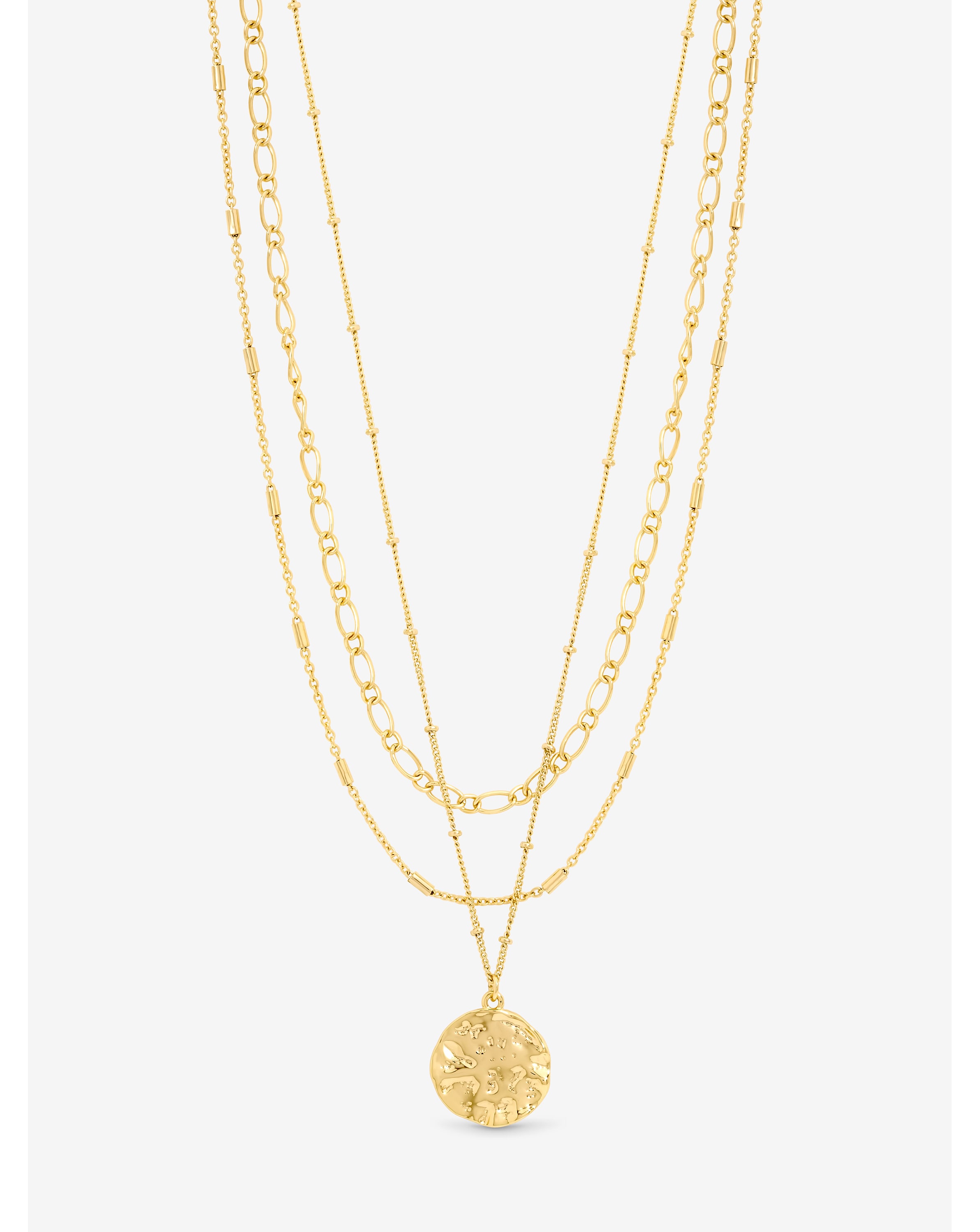 Gold Molten Coin Multirow Pendant