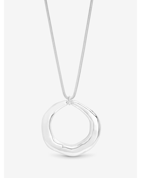 Silver Abstract Long Open Pendant