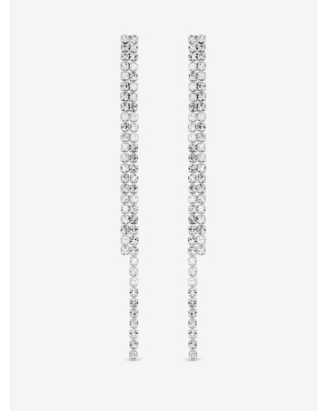 Mood Silver Crystal Linear Drop Earrings