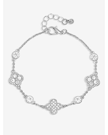 Mood Silver Crystal & Mother of Pearl Clover Spacer Bracelet