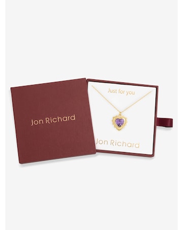 Jon Richard 14Ct Real Gold Plated Heart Birthstone Pendant - February