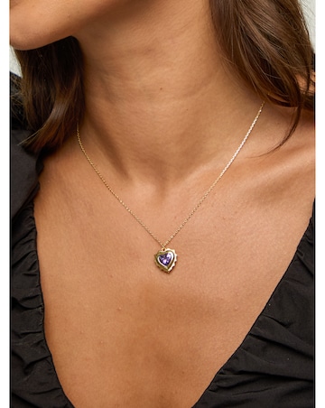 Jon Richard 14Ct Real Gold Plated Heart Birthstone Pendant - February