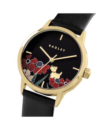 Radley Dog Print Black Leather Watch