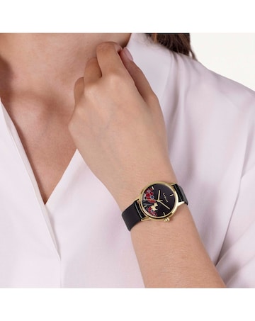 Radley Dog Print Black Leather Watch