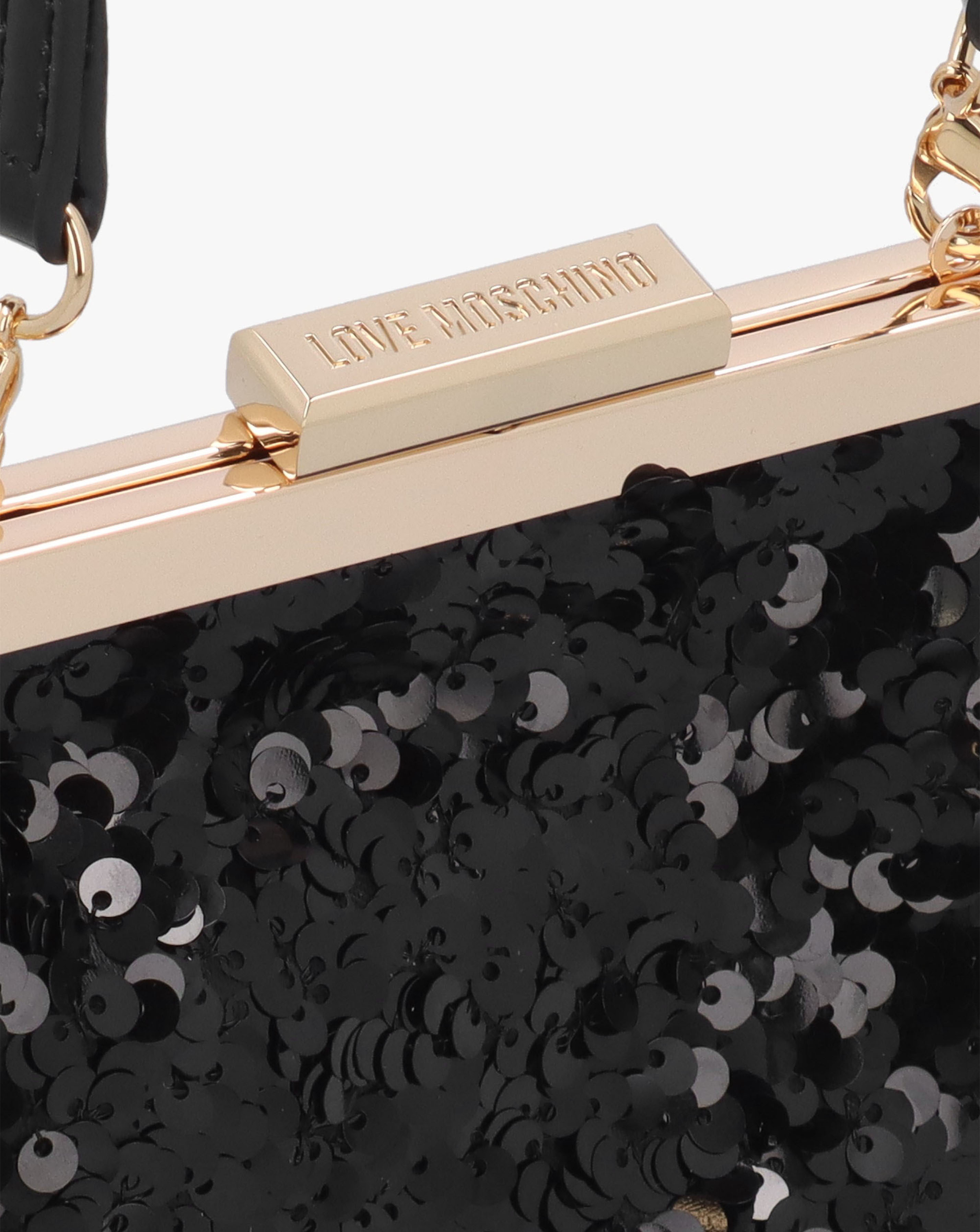 Love Moschino Black Sequin Frame Evening Bag | Simply Be