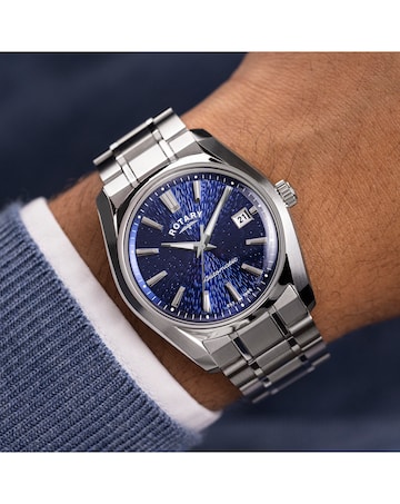 Rotary Men Blue Dial Bracelet Watch