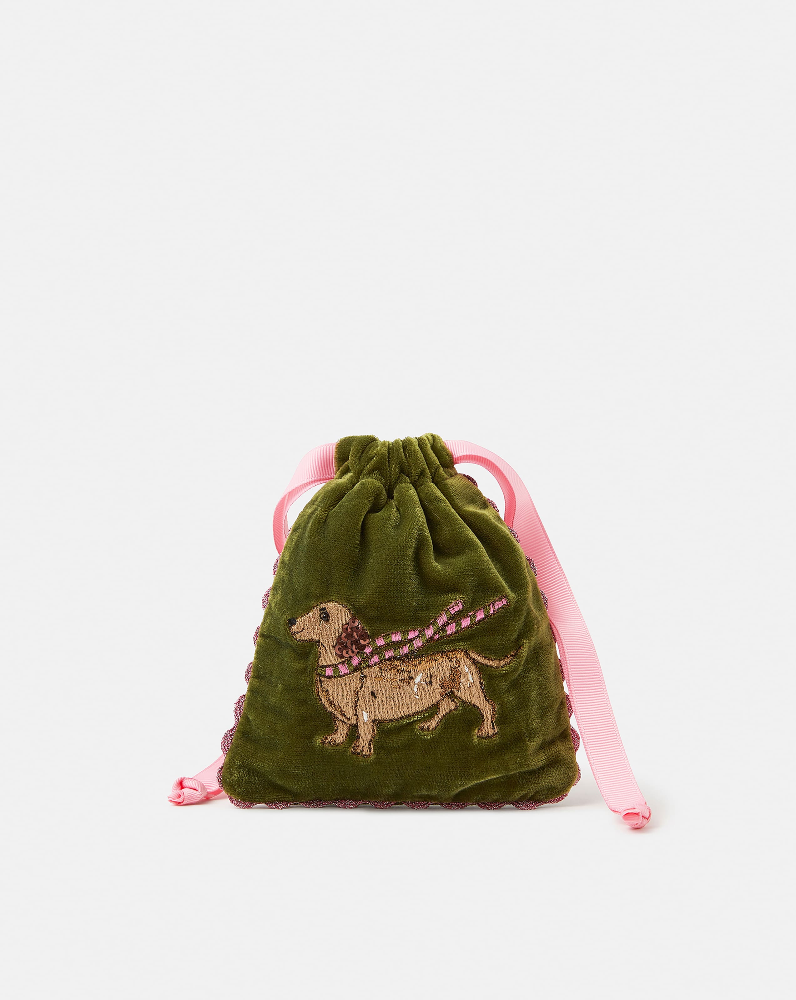 New In - Accessorize Sausage Dog Velvet Pouch