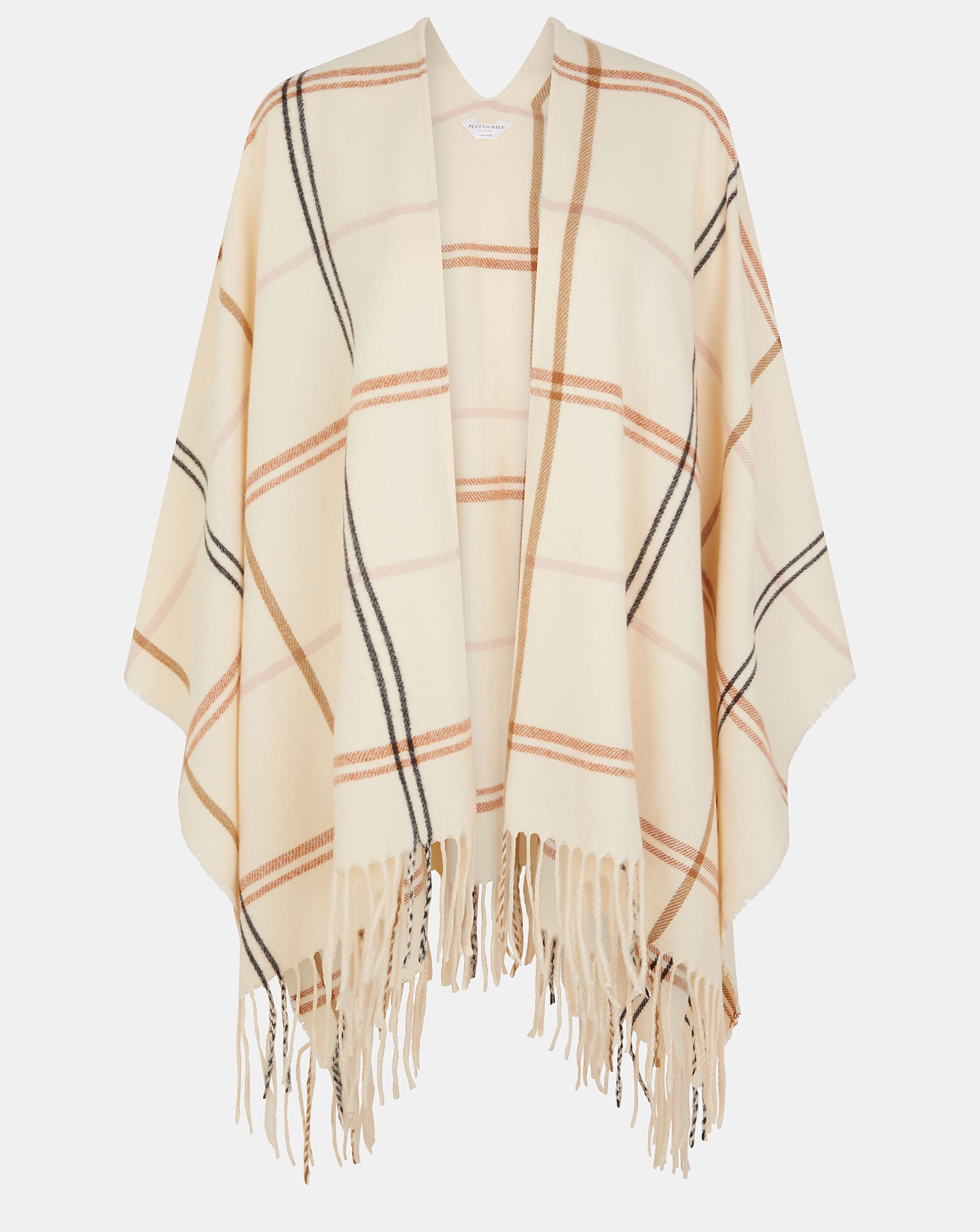New In - Accessorize Check Print Poncho