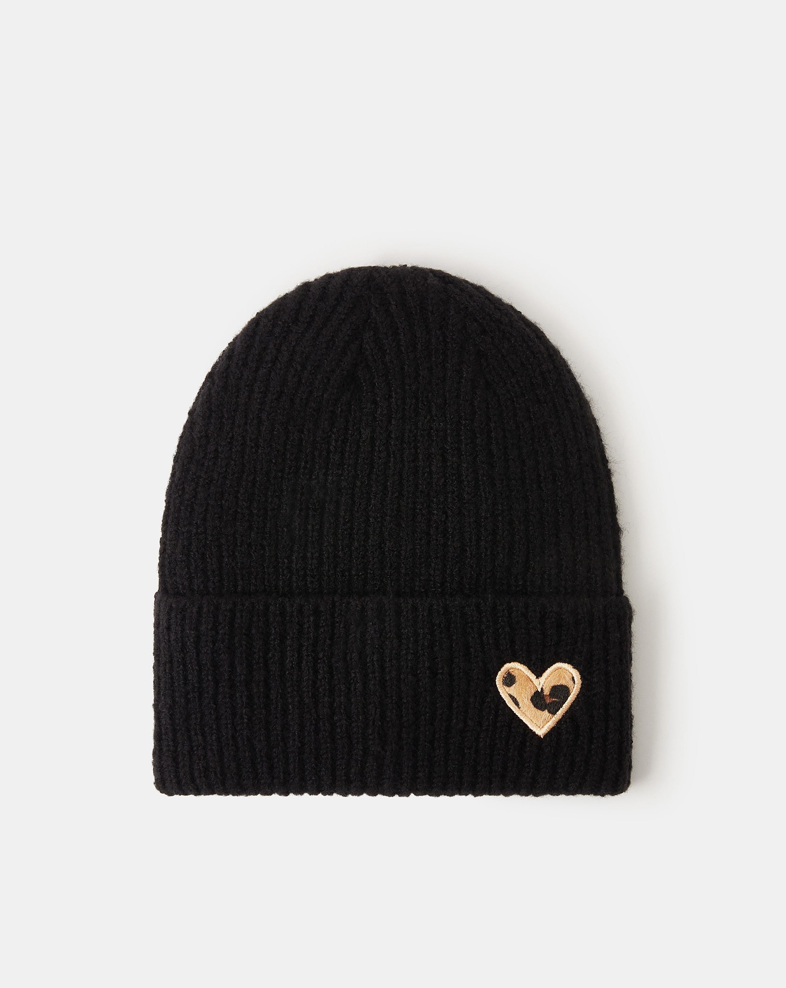 New In - Accessorize Leopard Heart Beanie Hat