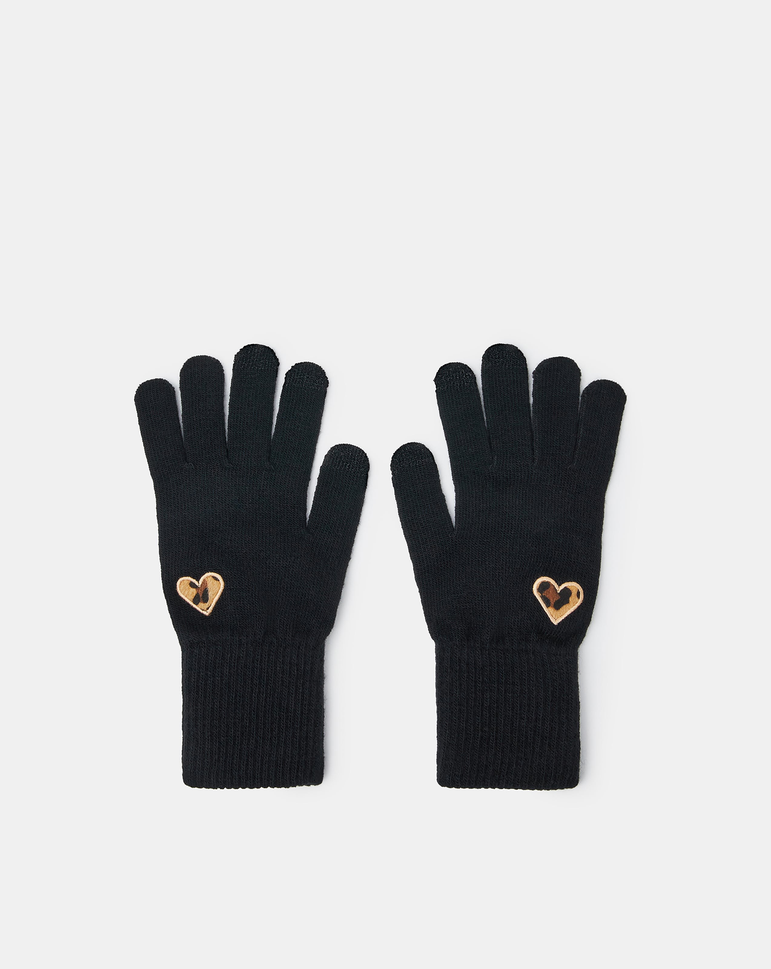 New In - Accessorize Leopard Heart Screen Gloves