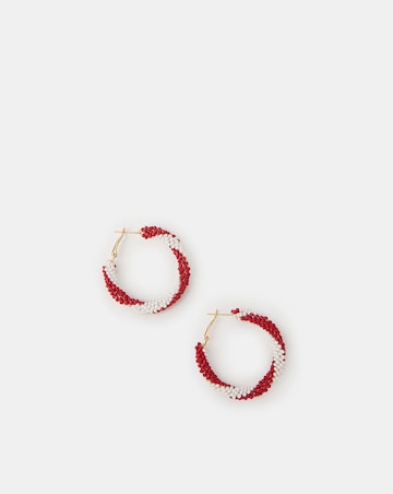 Accessorize Beaded Candy Cane Hoop Earrings