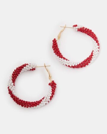Accessorize Beaded Candy Cane Hoop Earrings