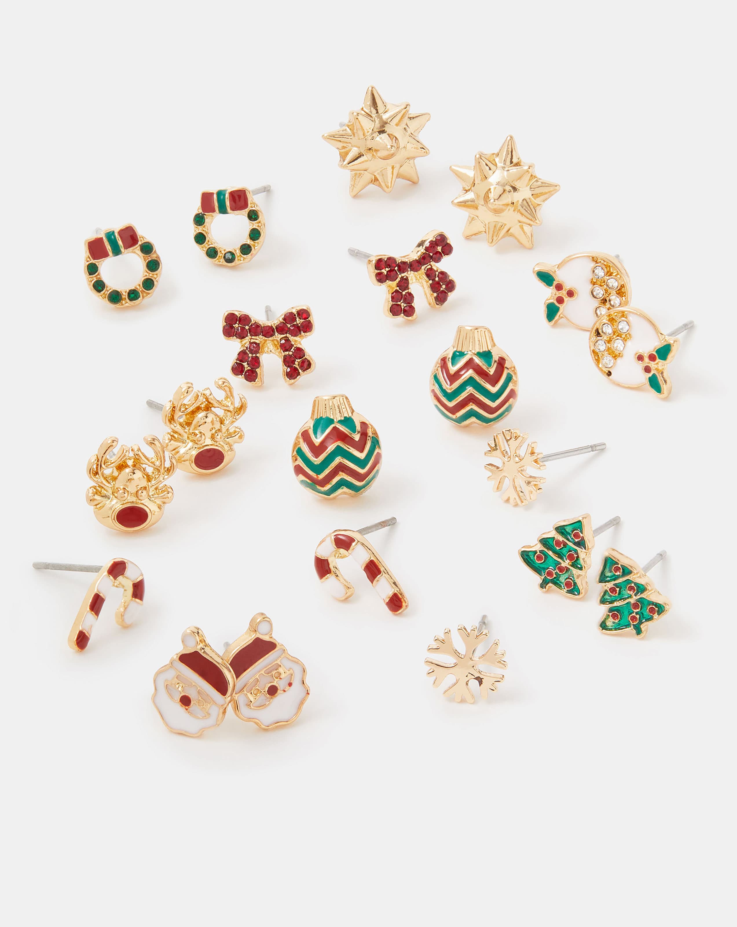 New In - Accessorize 10pk Christmas Stud Earrings