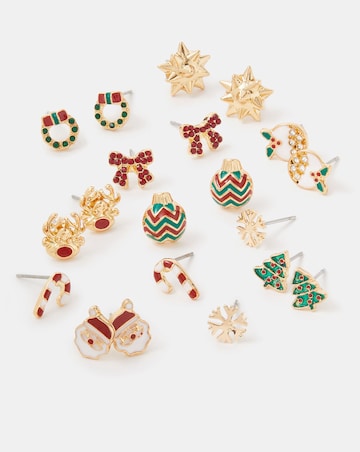 Accessorize 10-Pack Christmas Stud Earrings