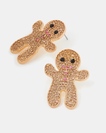 Accessorize Diamante Gingerbread Man Earrings