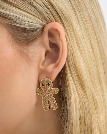 Accessorize Diamante Gingerbread Man Earrings