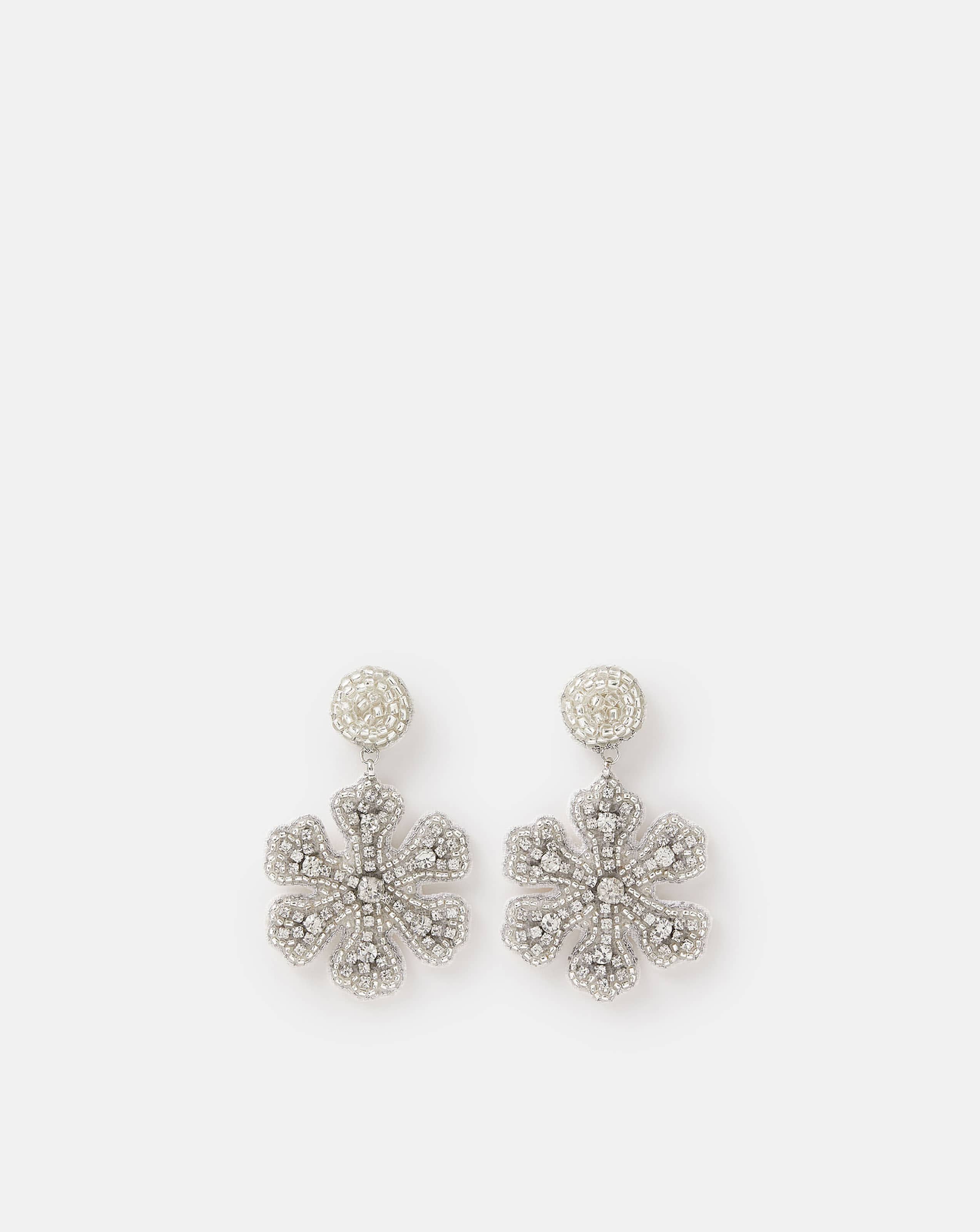 New In - Accessorize Beaded Snowflake Earrings