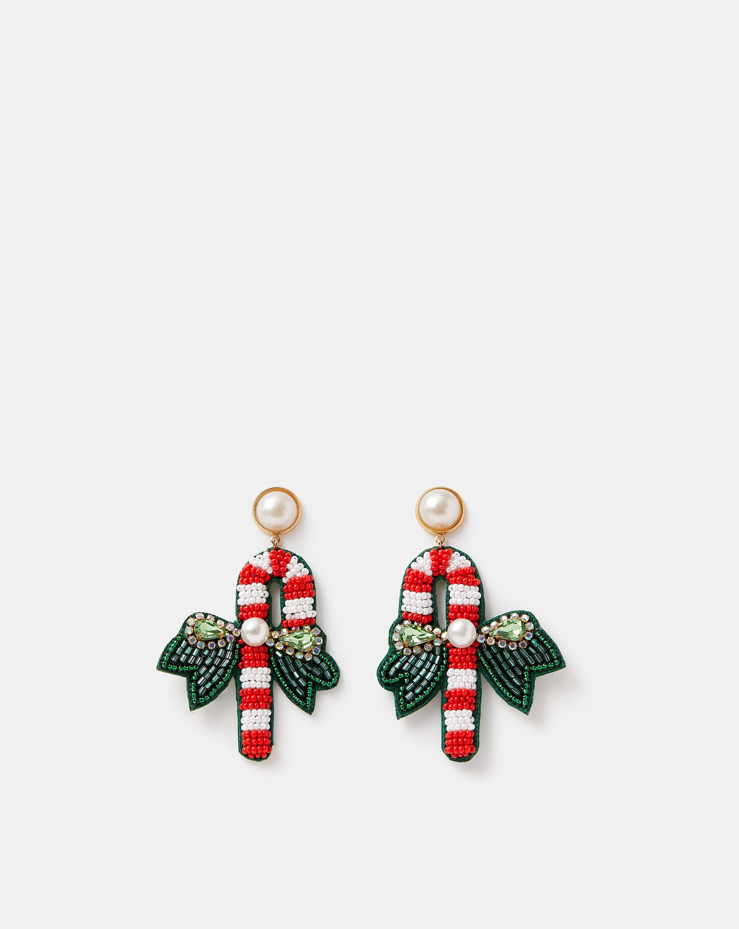 New In - Accessorize Beaded Candy Cane Earrings