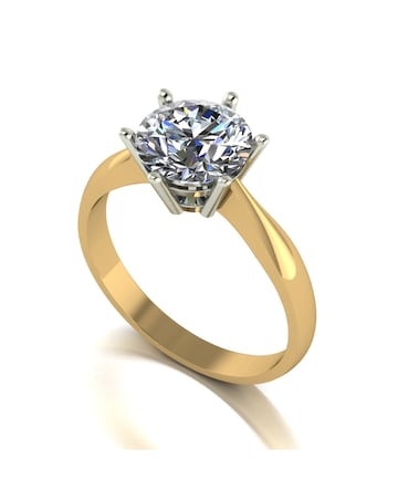 9ct Yellow Gold 2ct eq Moissanite Solitaire Ring