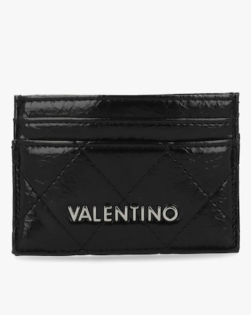 Valentino Bags Wakanda Diamond Quilt Patent Black Card Case