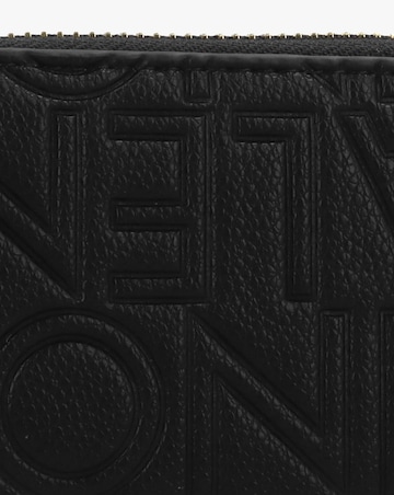 Valentino Bags Pansy Debossed Logo Black Zip Around Purse