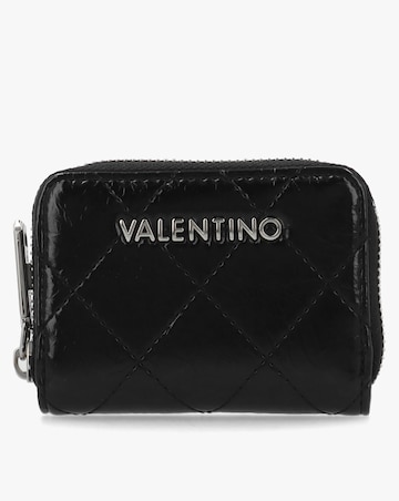 Valentino Bags Wakanda Diamond Quilt Patent Black Zip Around Purse