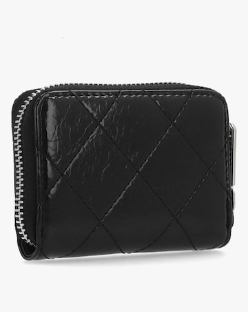 Valentino Bags Wakanda Diamond Quilt Patent Black Zip Around Purse