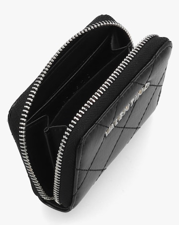 Valentino Bags Wakanda Diamond Quilt Patent Black Zip Around Purse