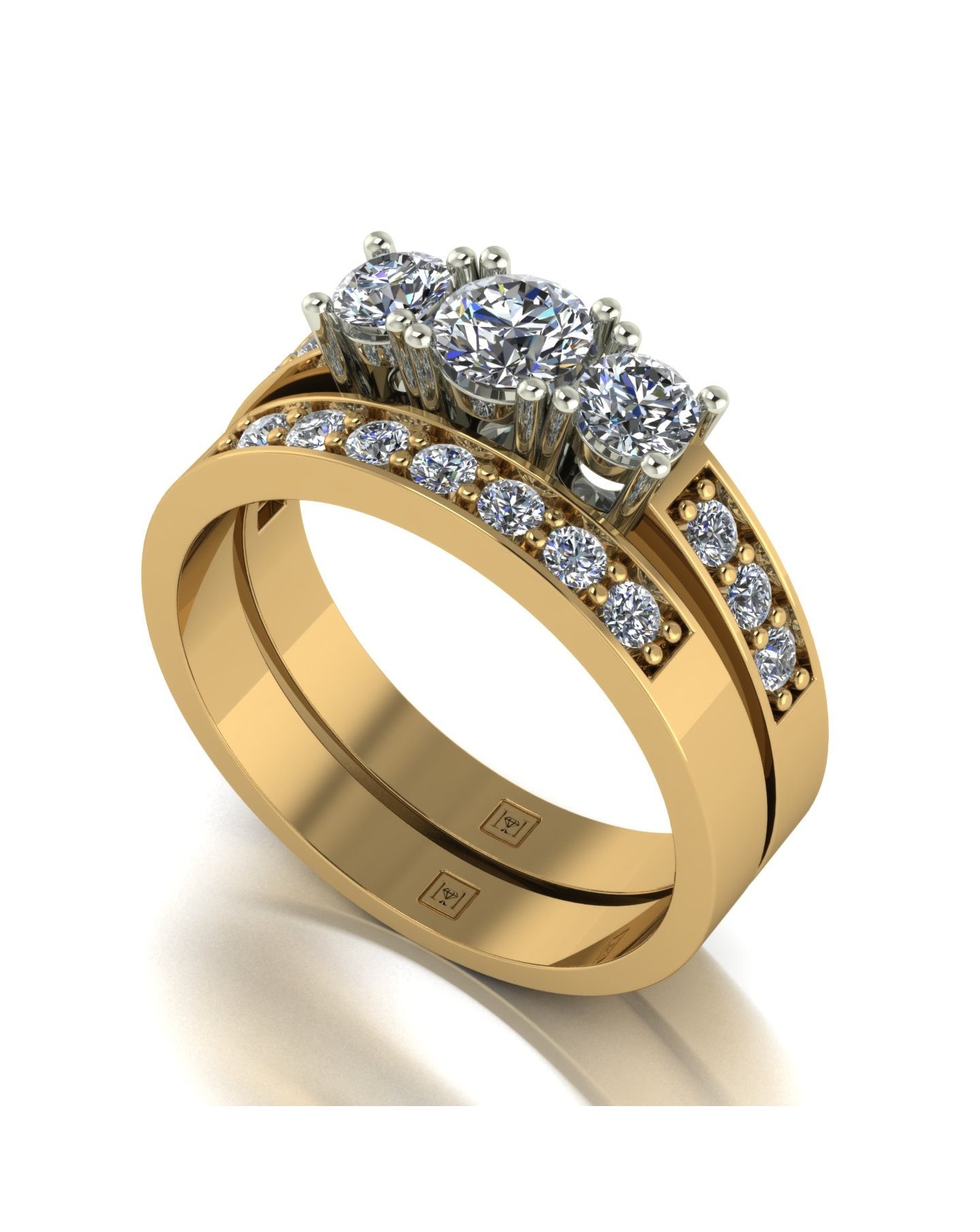 9ct Yellow Gold 1ct Moissanite Ring Set