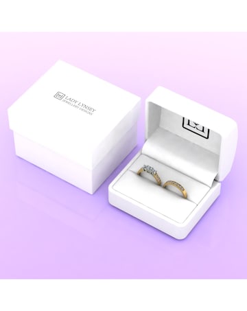 9ct Yellow Gold 1ct eq total Moissanite Ring Set