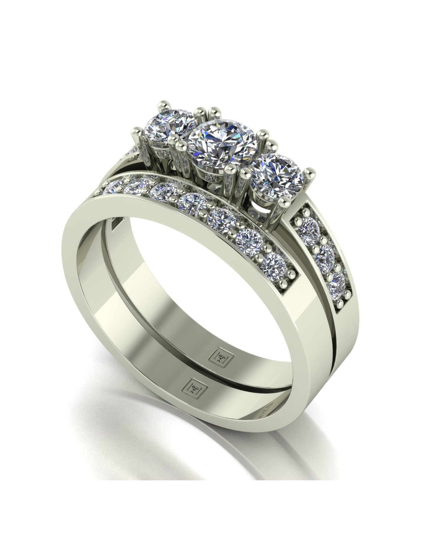 9ct White Gold 1ct Moissanite Ring Set