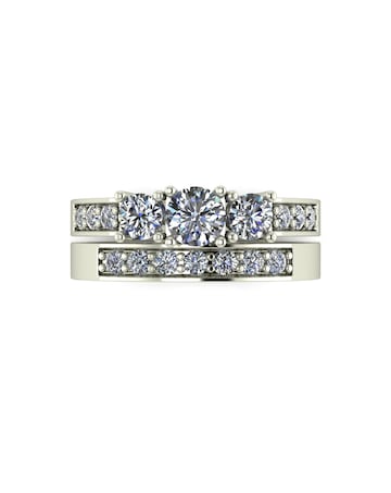 9ct White Gold 1ct eq total Moissanite Ring Set