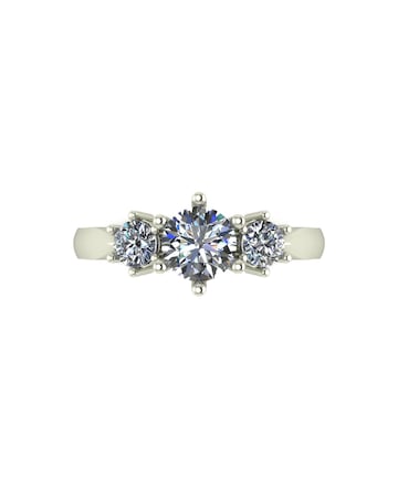 9ct White Gold 1ct Moissanite Trilogy Ring