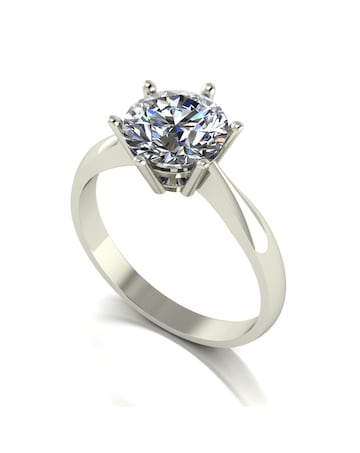 9ct White Gold 2ct eq Moissanite Solitaire Ring