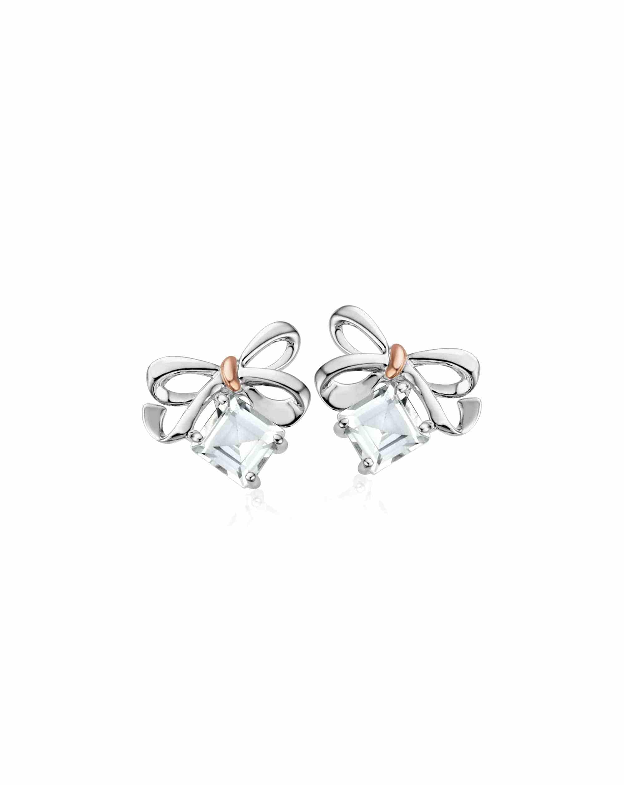 Christmas Bow Silver Stud Earrings