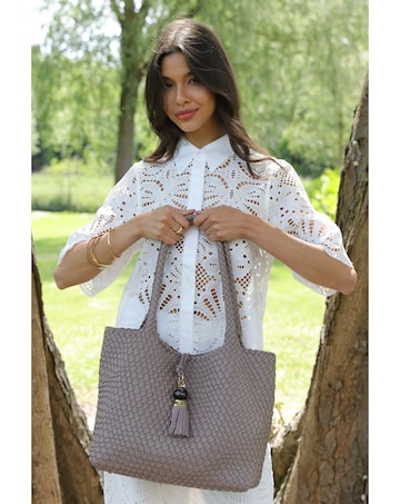 Luella Grey Saskia Peat Large Woven Tote